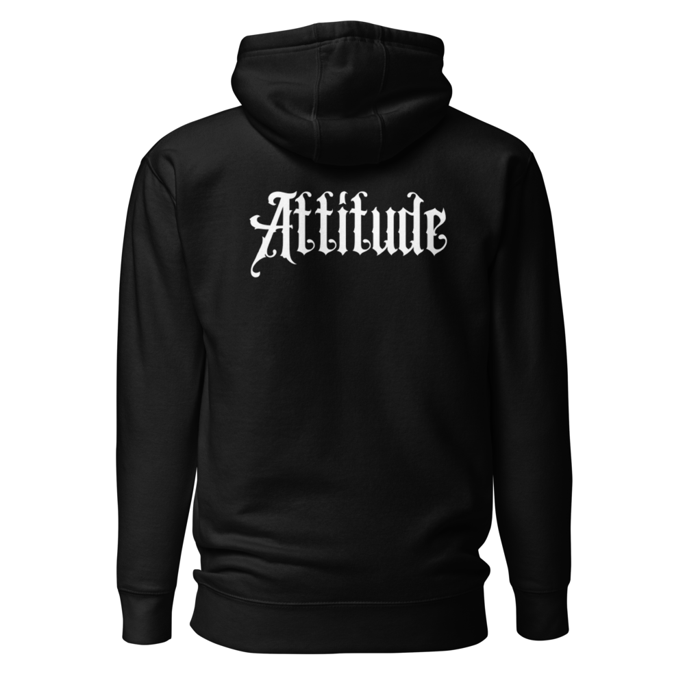 Sweat à Capuche Attitude — Noir — vue de dos avec design Attitude