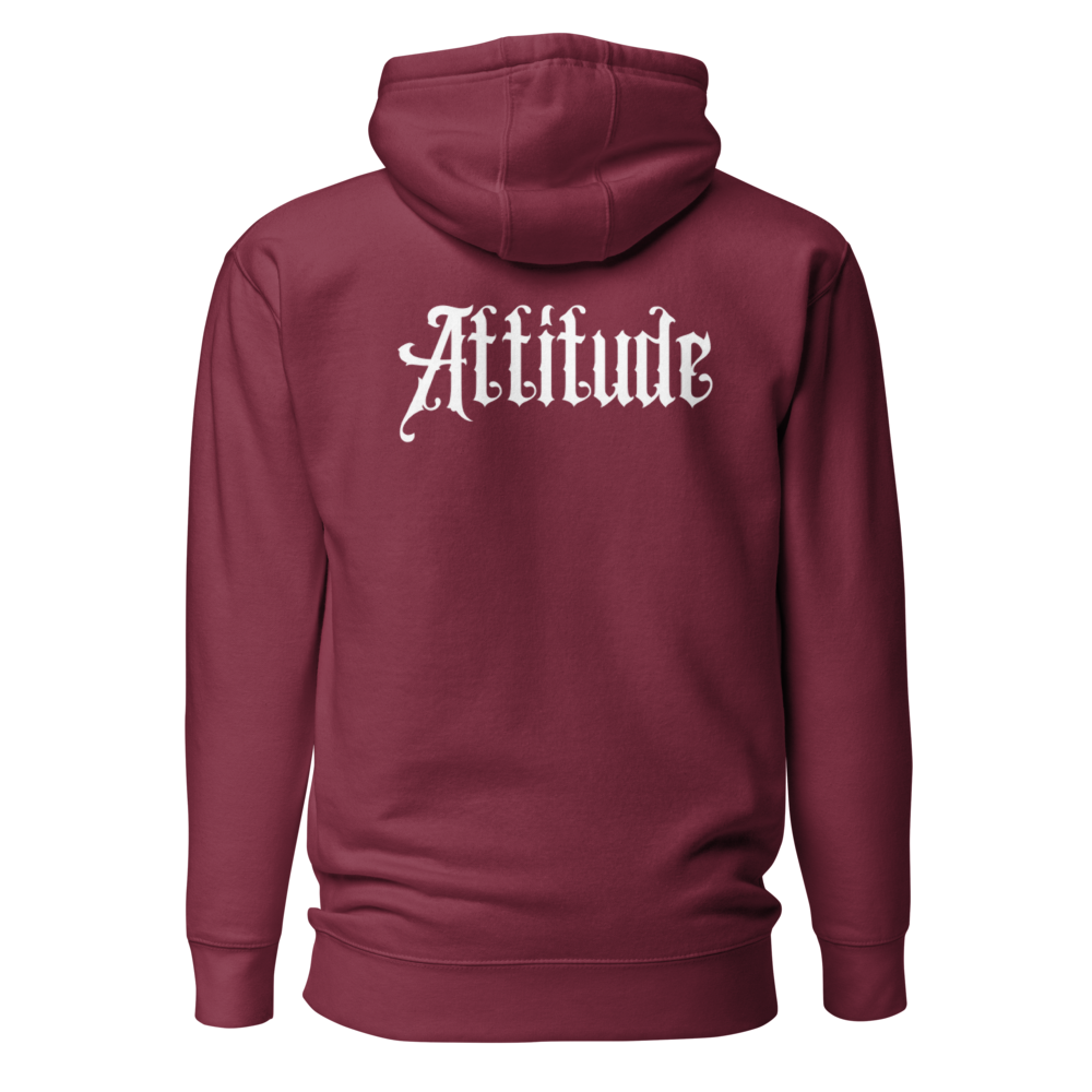 Sweat à Capuche Attitude — Bordeaux — vue de dos avec design Attitude