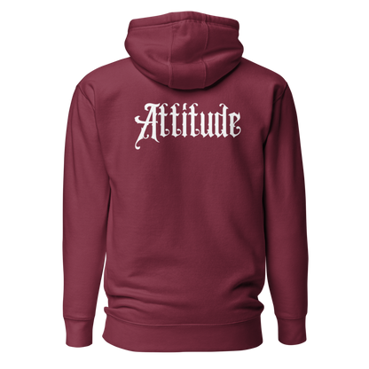 Sweat à Capuche Attitude — Bordeaux — vue de dos avec design Attitude