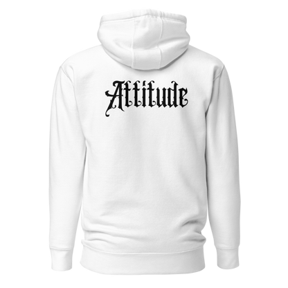 Sweat à Capuche Attitude — Blanc — vue de dos avec design Attitude