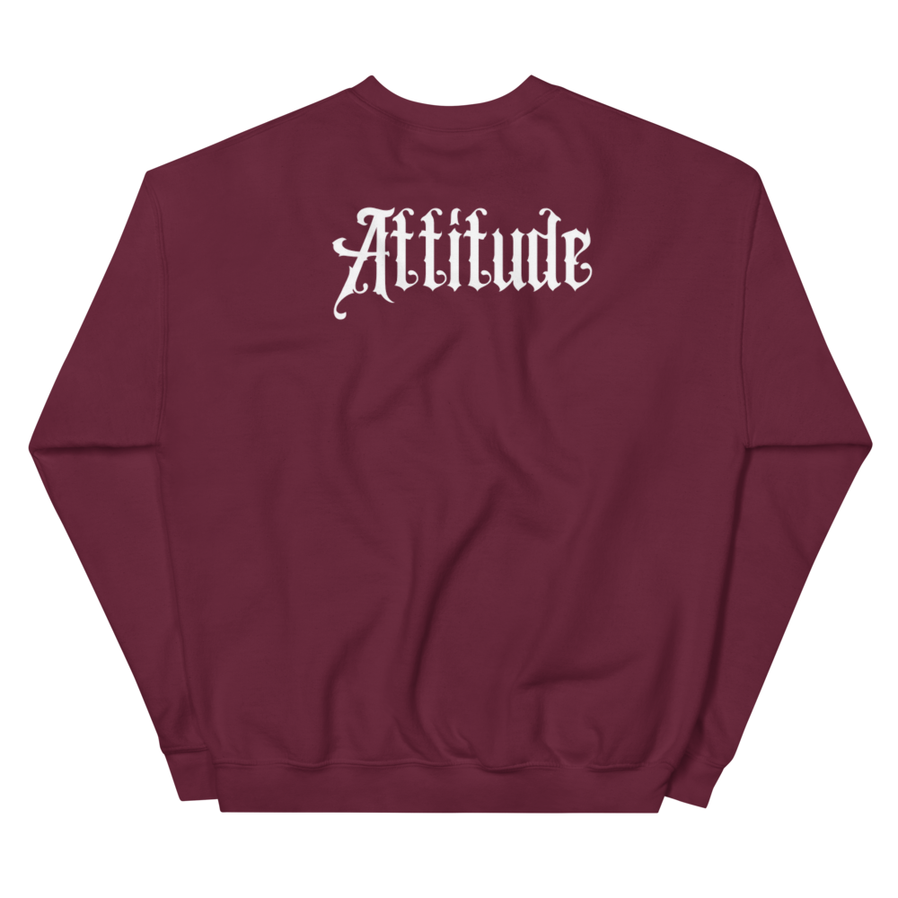 Pull Attitude — Bordeaux — vue de dos avec design Attitude