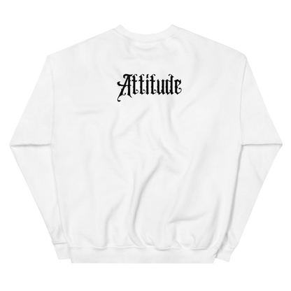 Pull Attitude — Blanc — vue de dos avec design Attitude